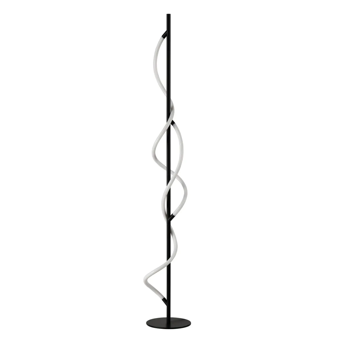 Lampada da terra Rope Tomasucci con stelo nero e spirale bianca su fondo chiaro