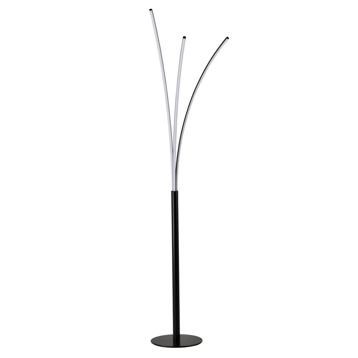 Lampada da terra Scratch Tomasucci con stelo nero e tre archi bianchi su fondo chiaro