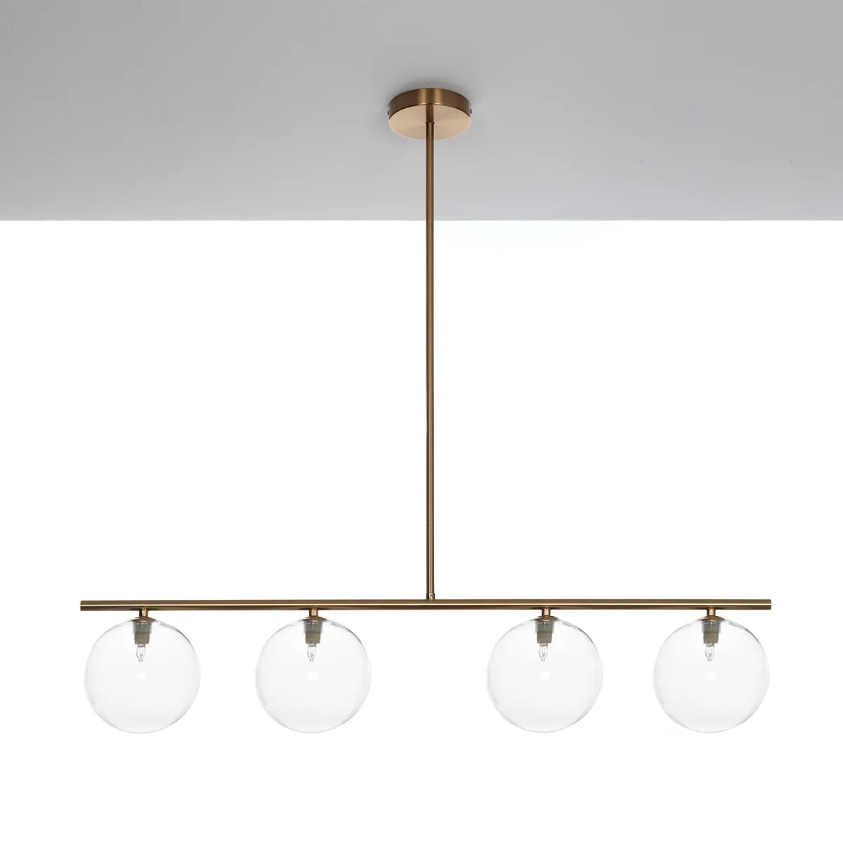 Lampadario Party Evo Clear Tomasucci con quattro sfere in vetro trasparente