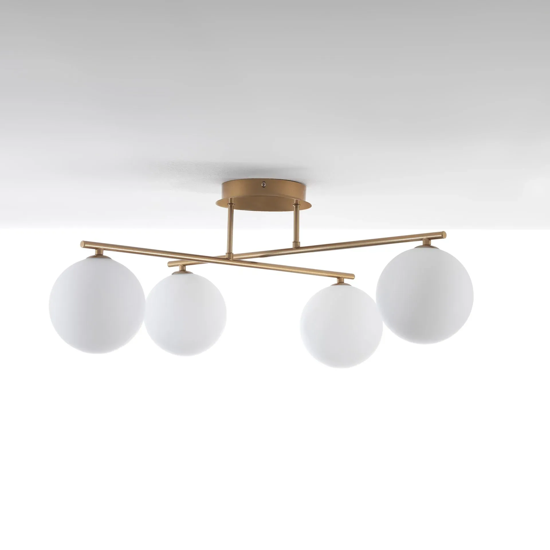 Lampadario Galaxy Gold Tomasucci in metallo oro opaco con quattro globi