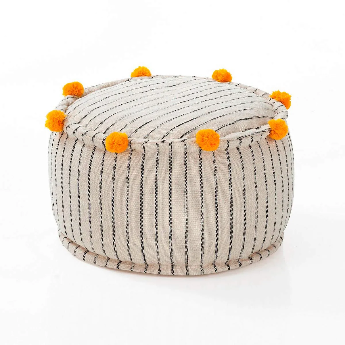 Pouf Venezia-A Tomasucci bianco con pompon arancioni