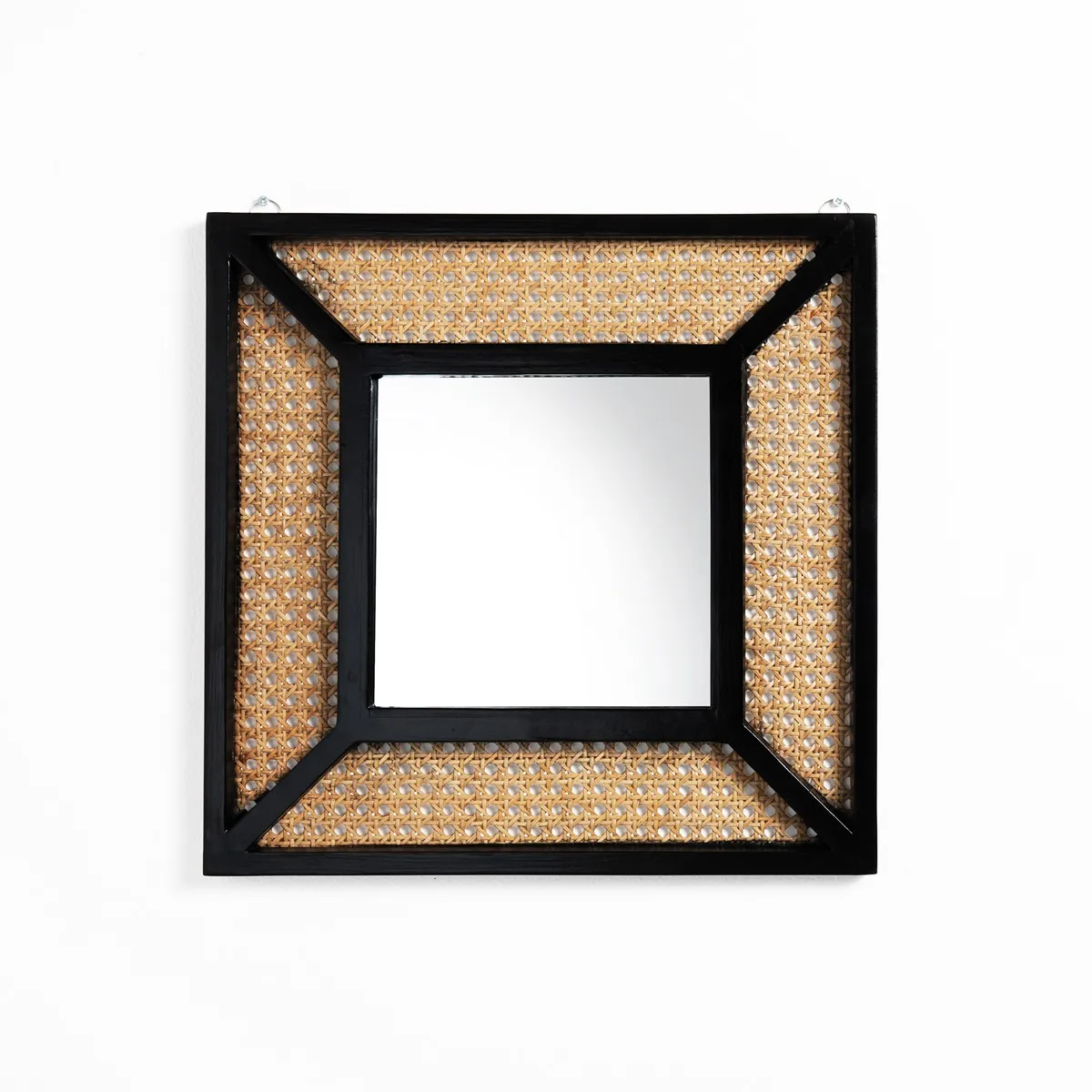 Specchio quadrato Vienna Tomasucci con cornice in rattan