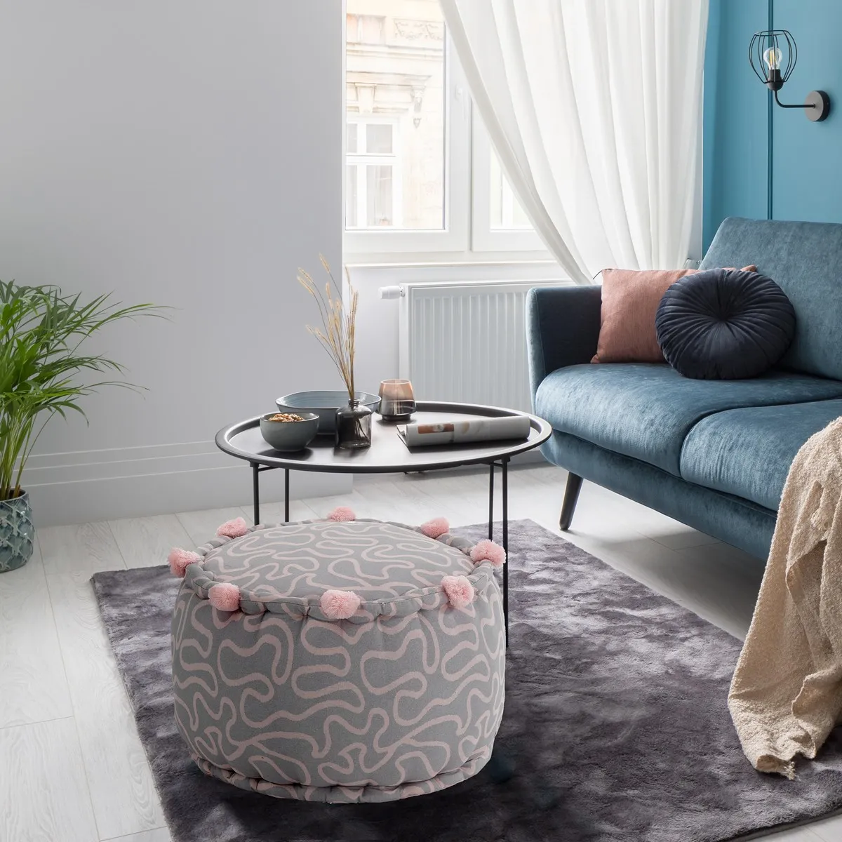 Pouf Tangle Tomasucci grigio e blu