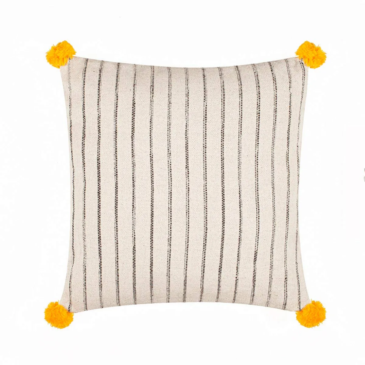 Cuscino Neem Tomasucci grigio scuro con pompon turchesi