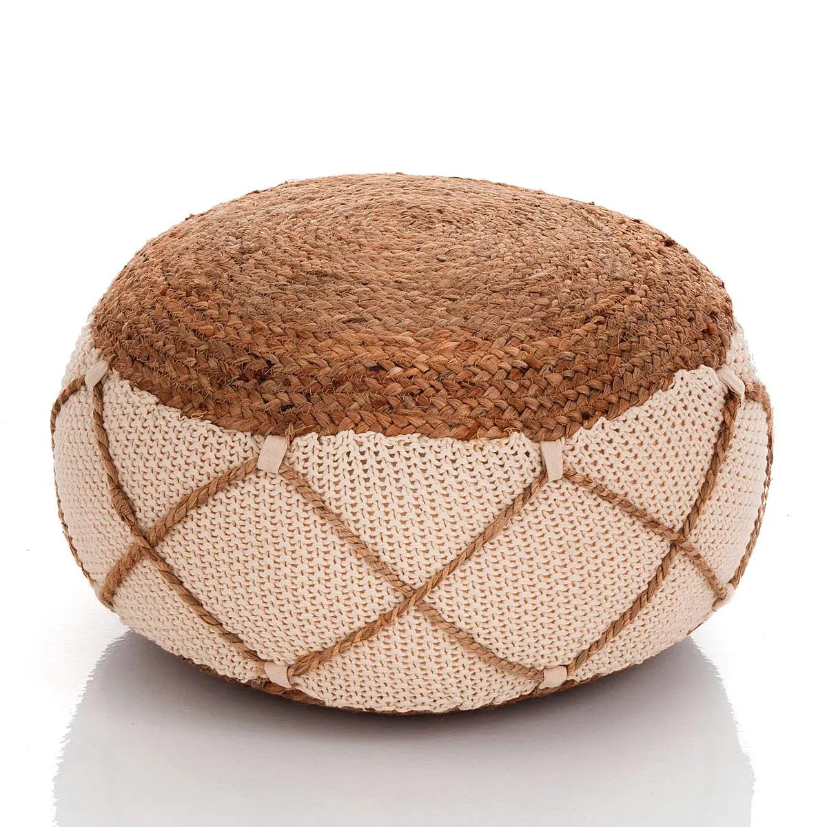Pouf rotondo Haja Tomasucci in juta e cotone