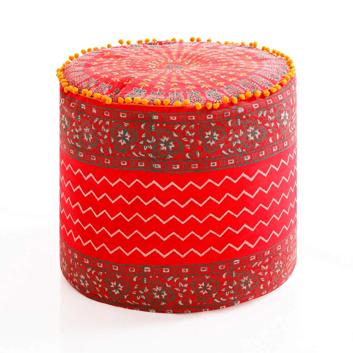 Pouf Gemma Tomasucci rosso decorato