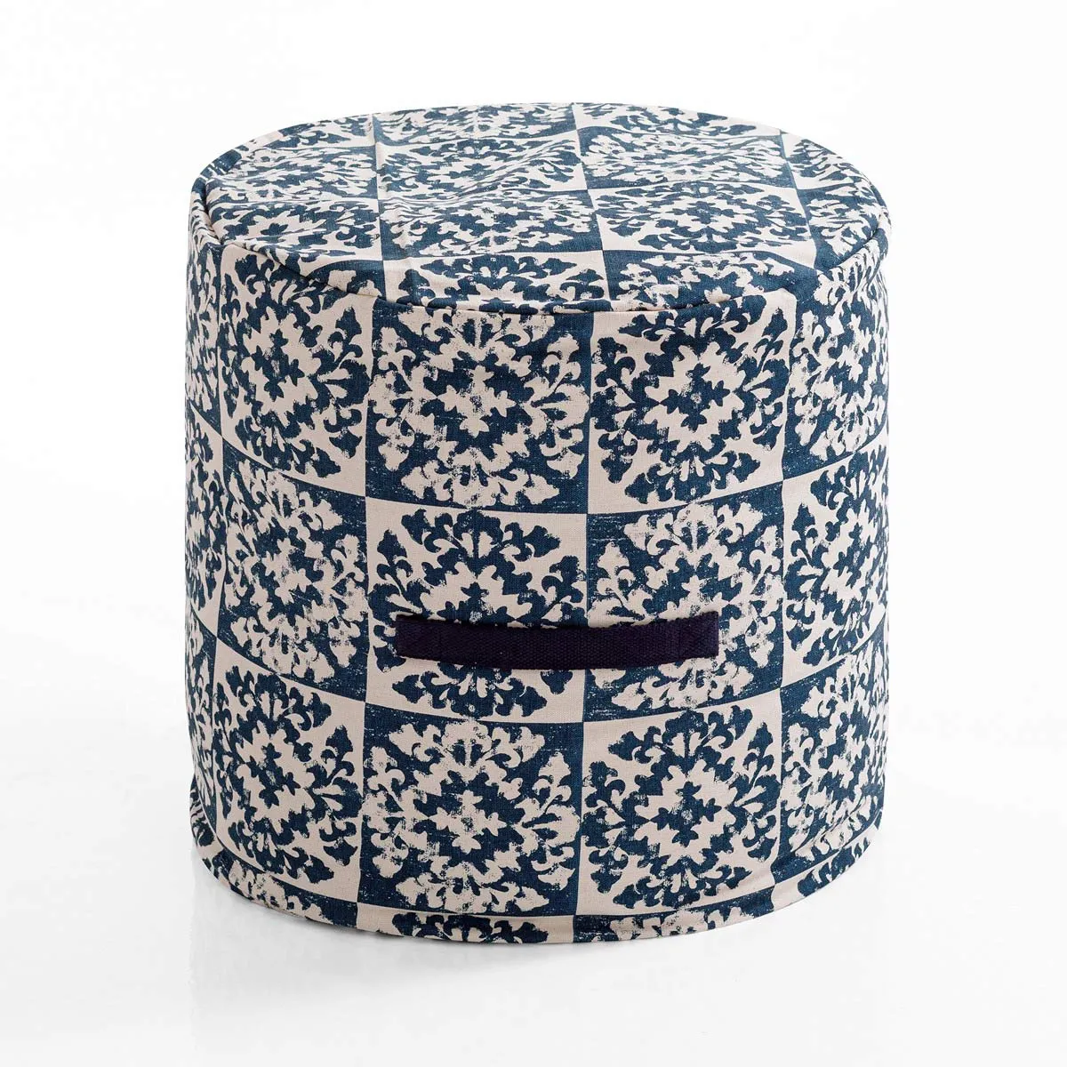 Pouf Ramon Tomasucci con decori blu