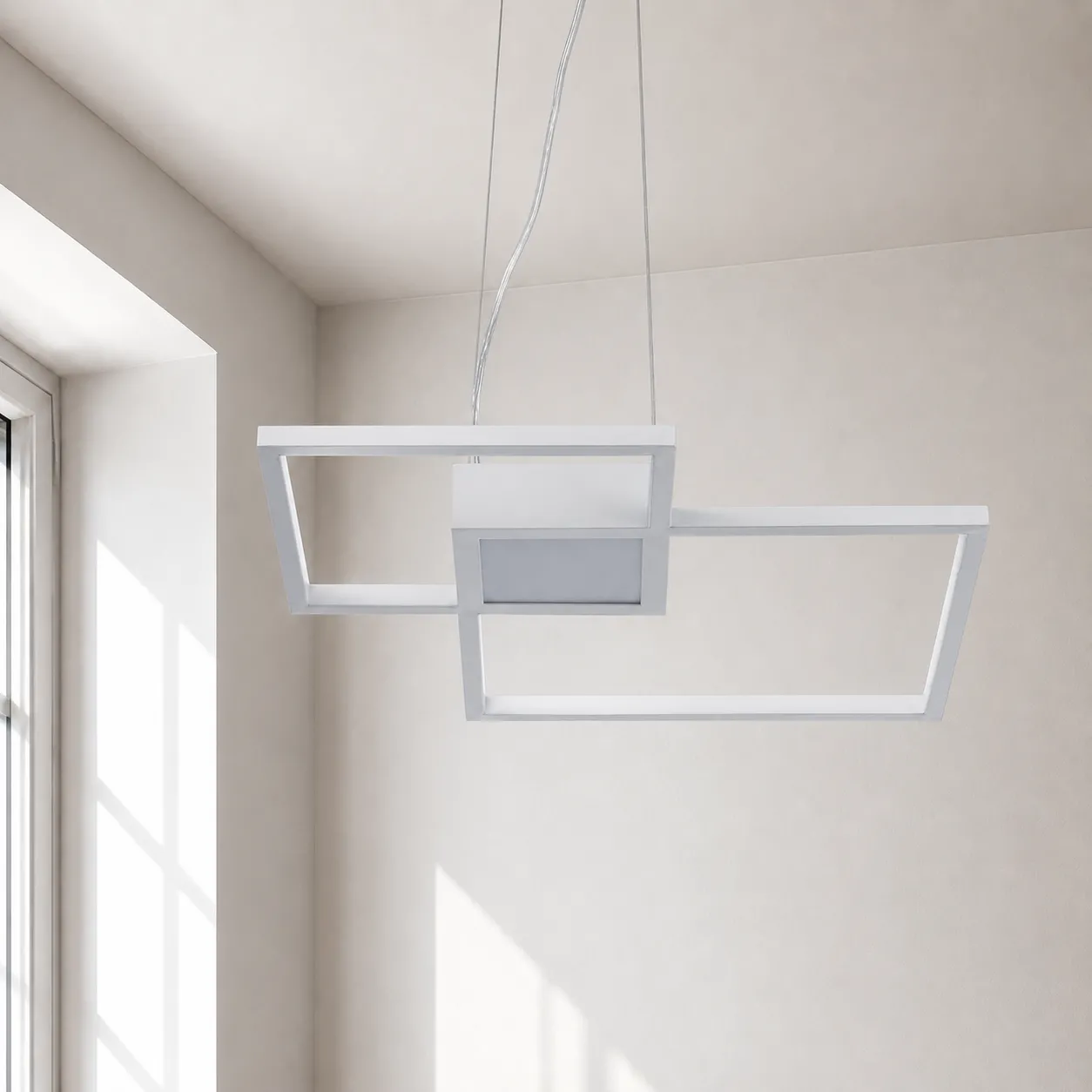 Lampadario Square White Tomasucci in una stanza