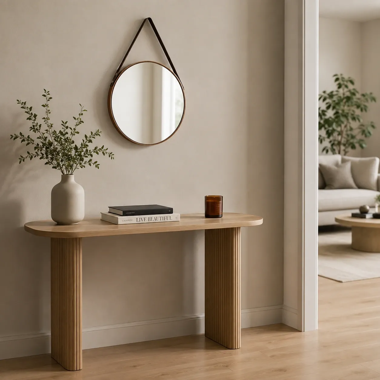 Specchio Fit-A Tomasucci rotondo in un ingresso