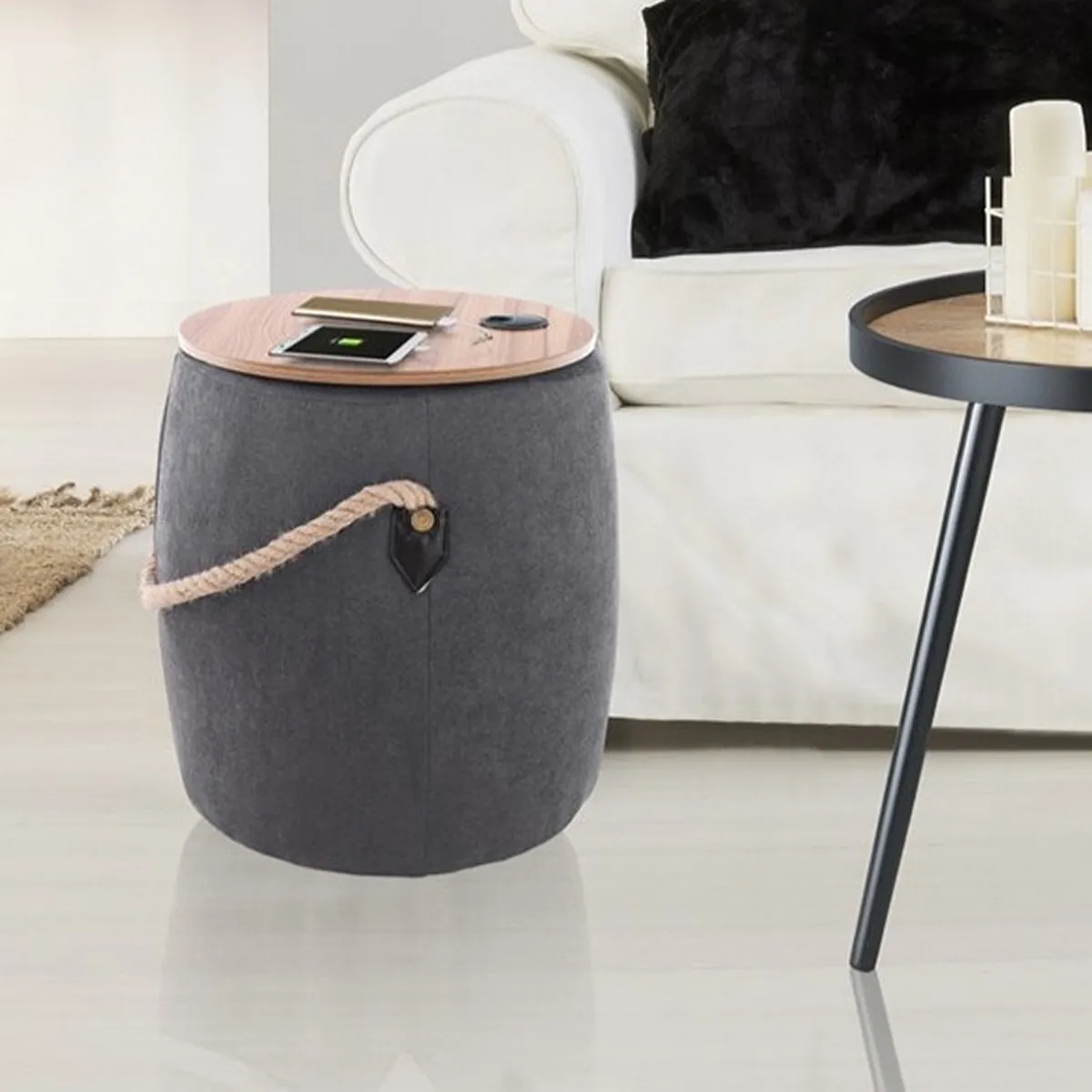 Pouf Barril Tomasucci con coperchio rovere