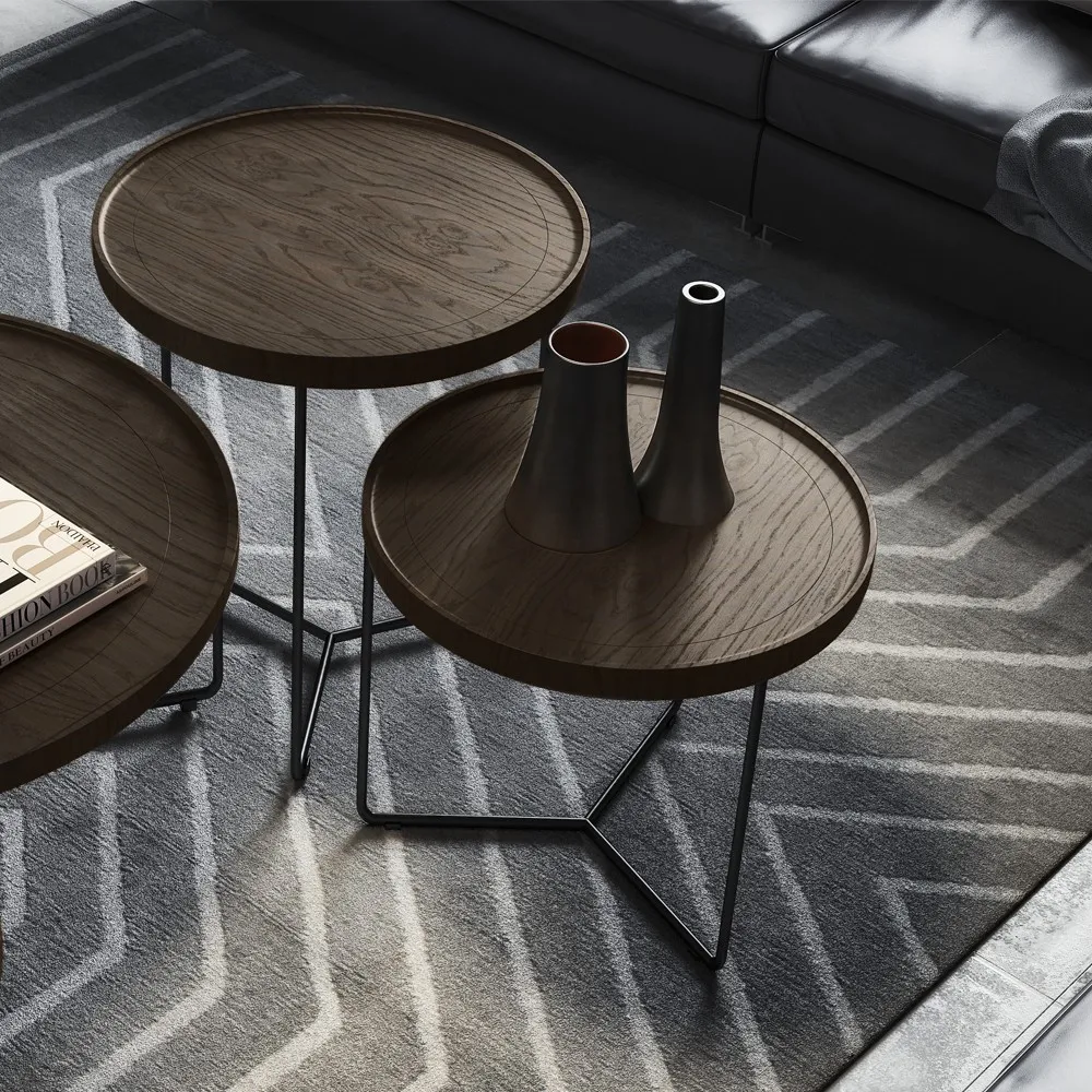 Tavolino Mantra Le Fablier con piano in rovere finitura cenere