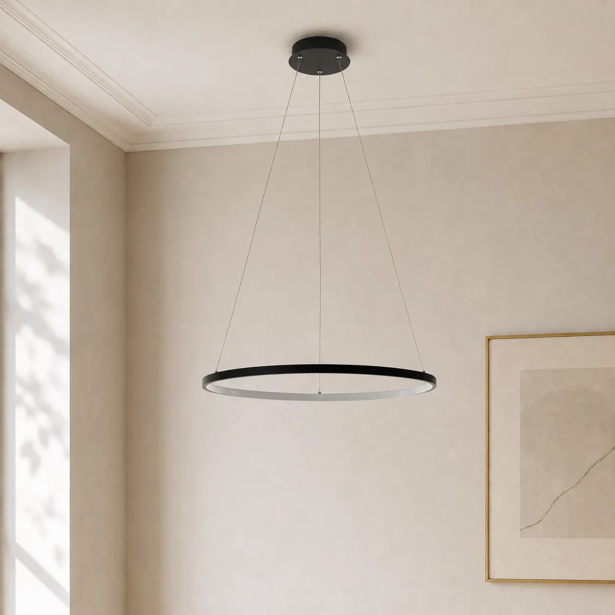 Lampadario Ring Tomasucci nero opaco ambientato