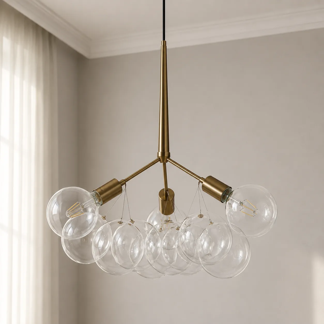 Lampadario Brunch Tomasucci con sfere di vetro in una stanza