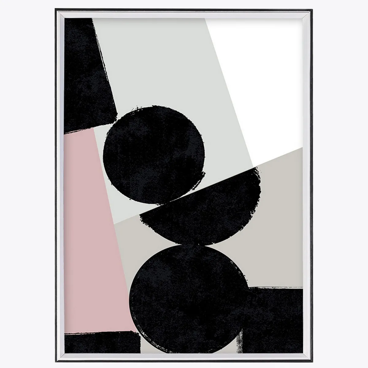 Quadro Vintage Tomasucci con forme nere su rosa e grigio
