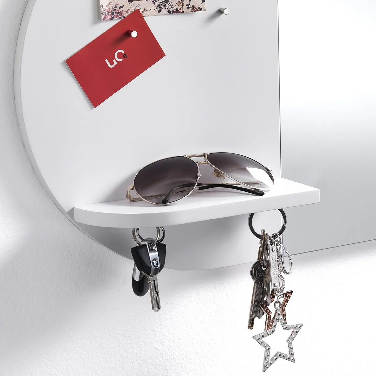 Mensolina con ganci dello specchio O-Reminder Tomasucci