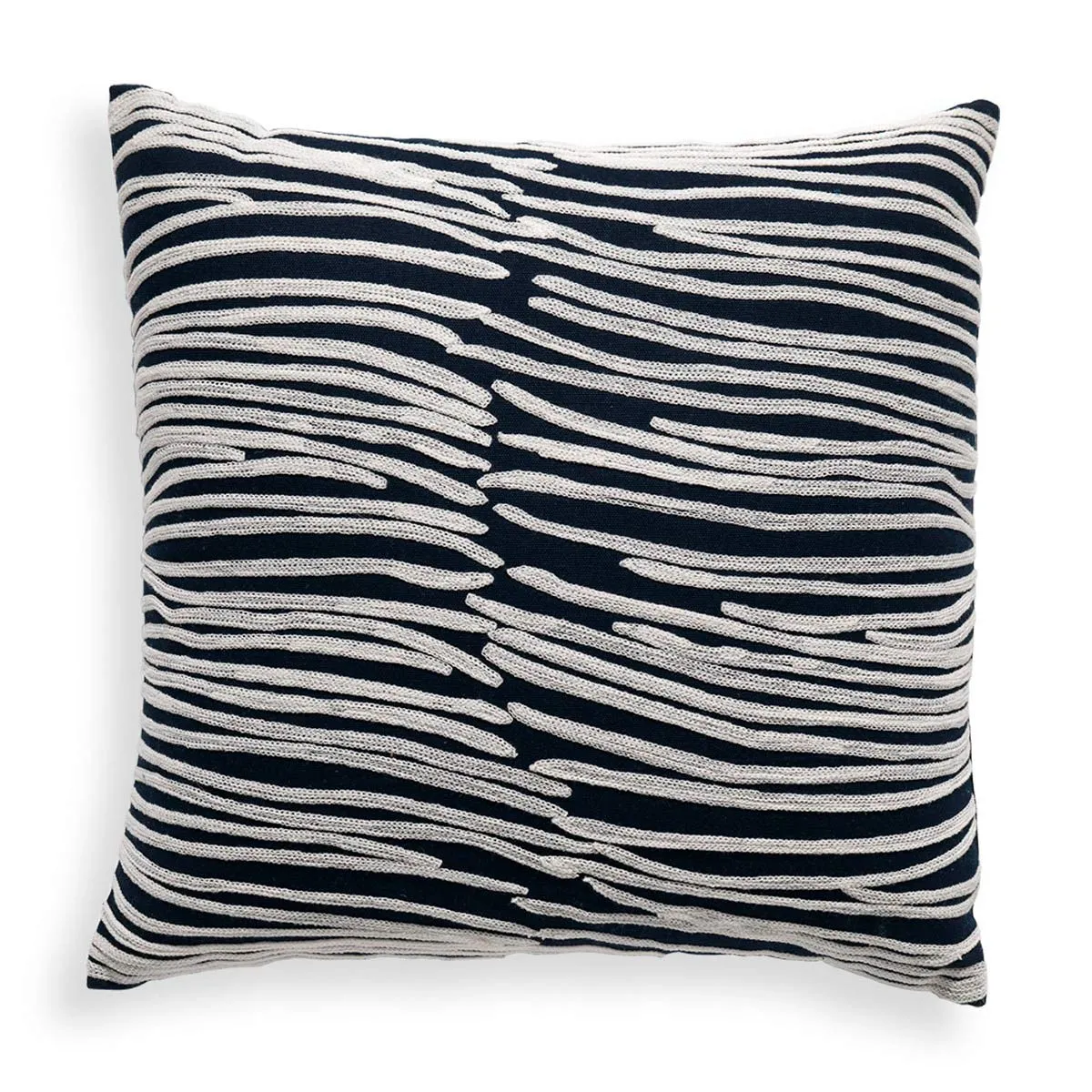 Cuscino Navy Tomasucci blu con righe ondulate bianche