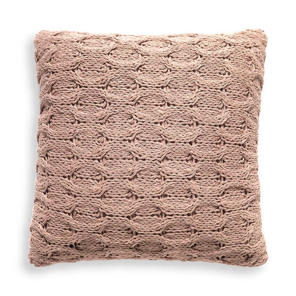 Cuscino Braid Tomasucci in maglia rosa antico con trecce