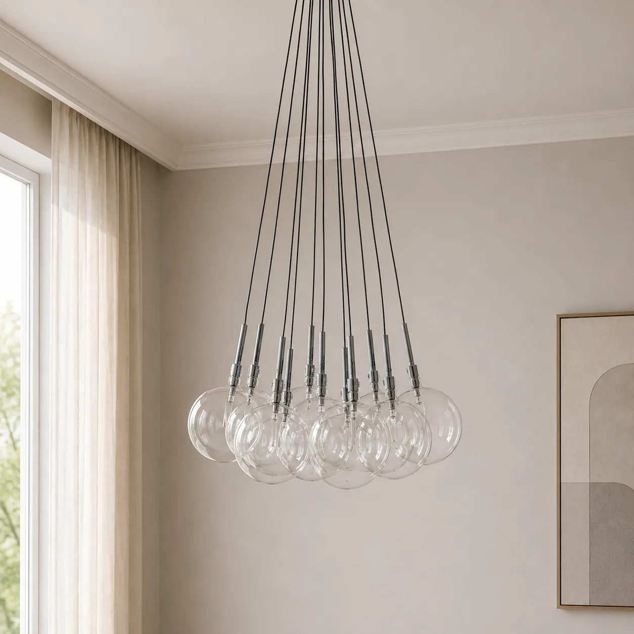 Lampadario Sfere Big Tomasucci con sfere trasparenti