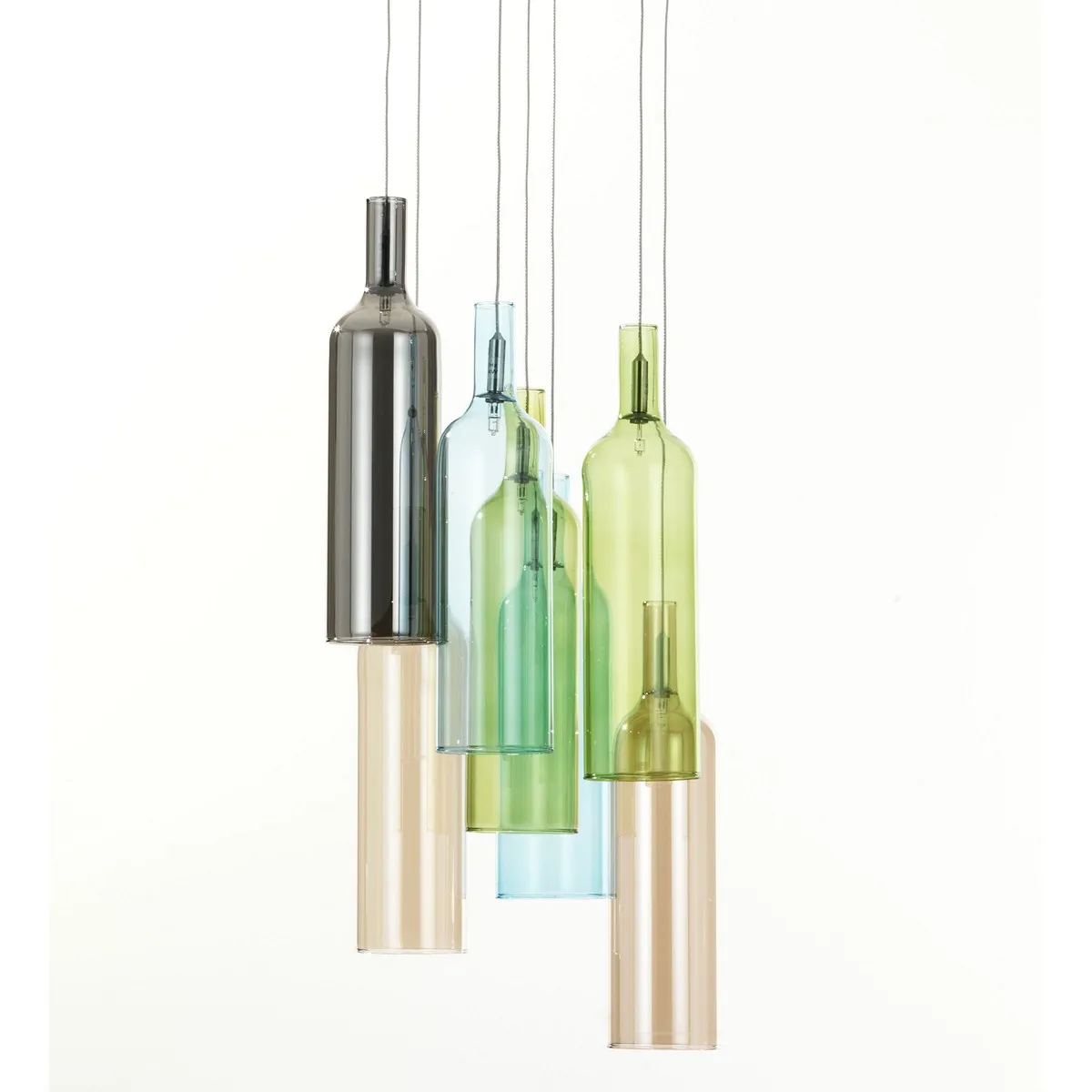 Lampadario Bottles Tomasucci colorato scontornato