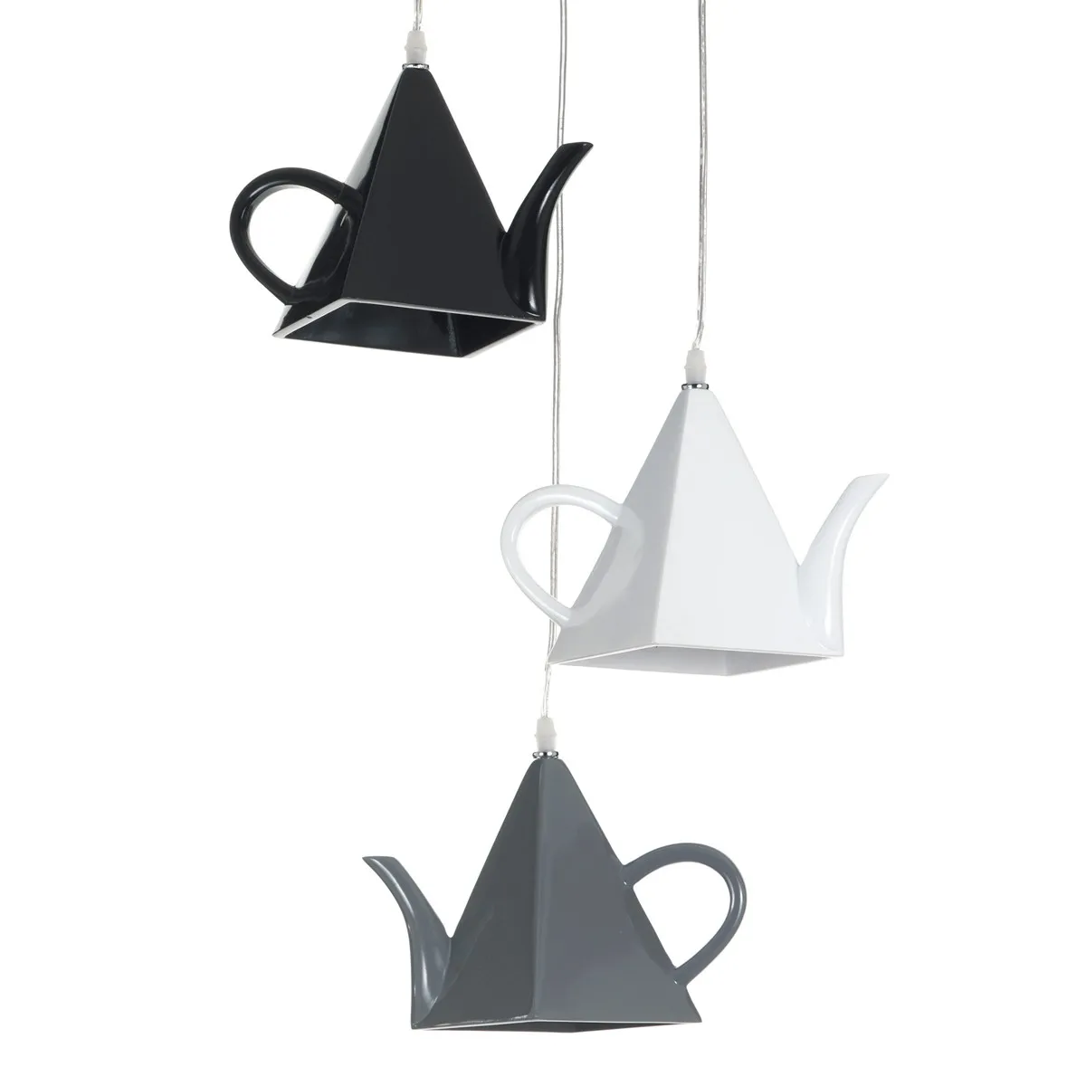 Dettaglio delle teiere in resina del lampadario Pot Tomasucci