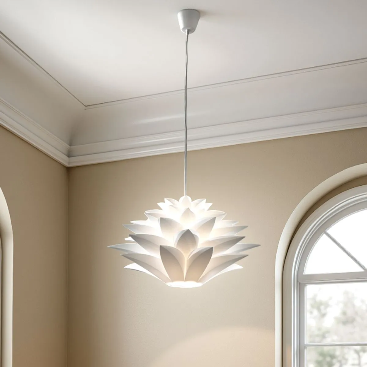 Lampadario Petalo Tomasucci in polipropilene bianco