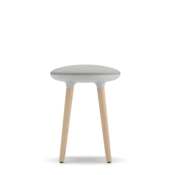 Sgabello basso Joy Unisit bianco su gambe in faggio