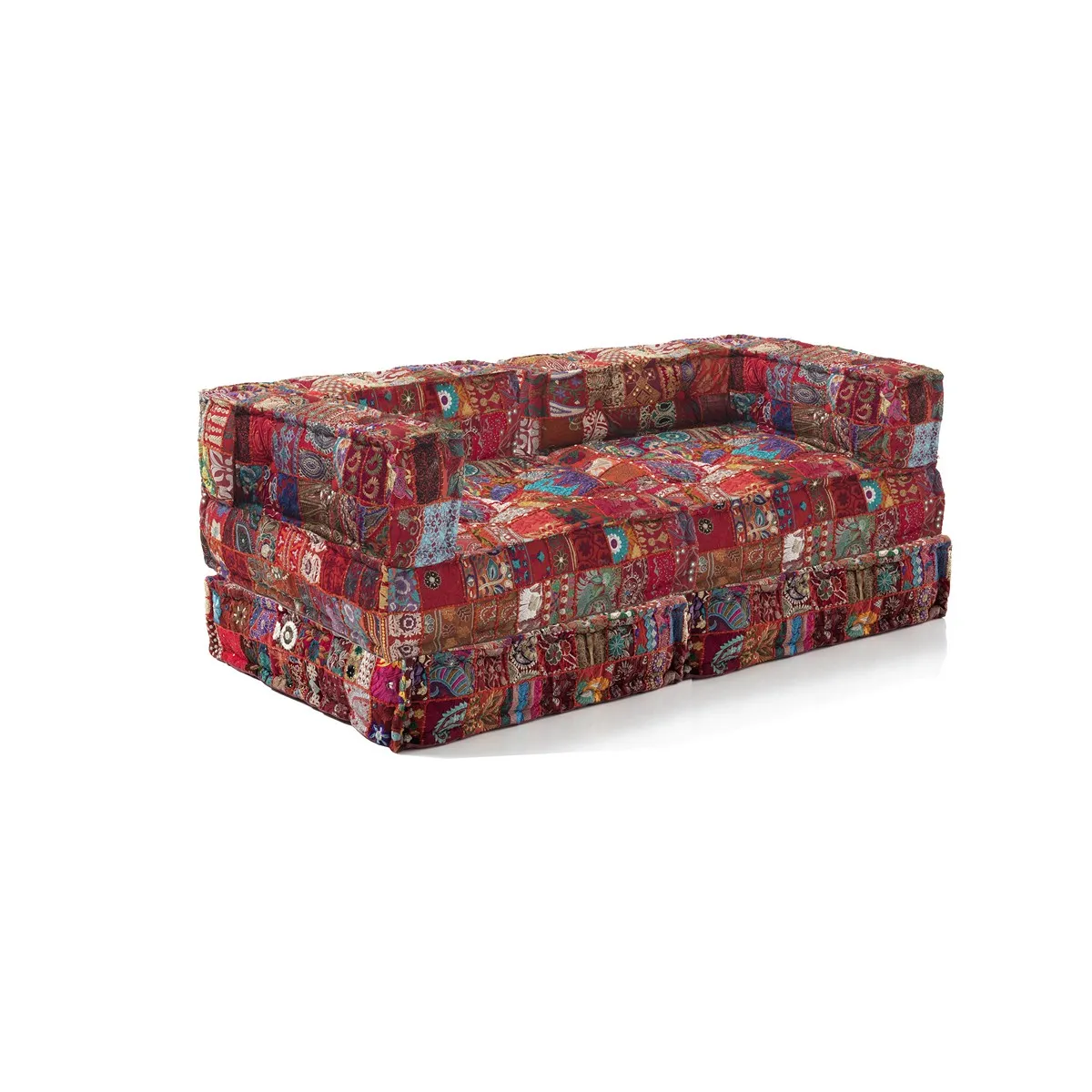 Divano Yara Tomasucci in cotone patchwork rosso
