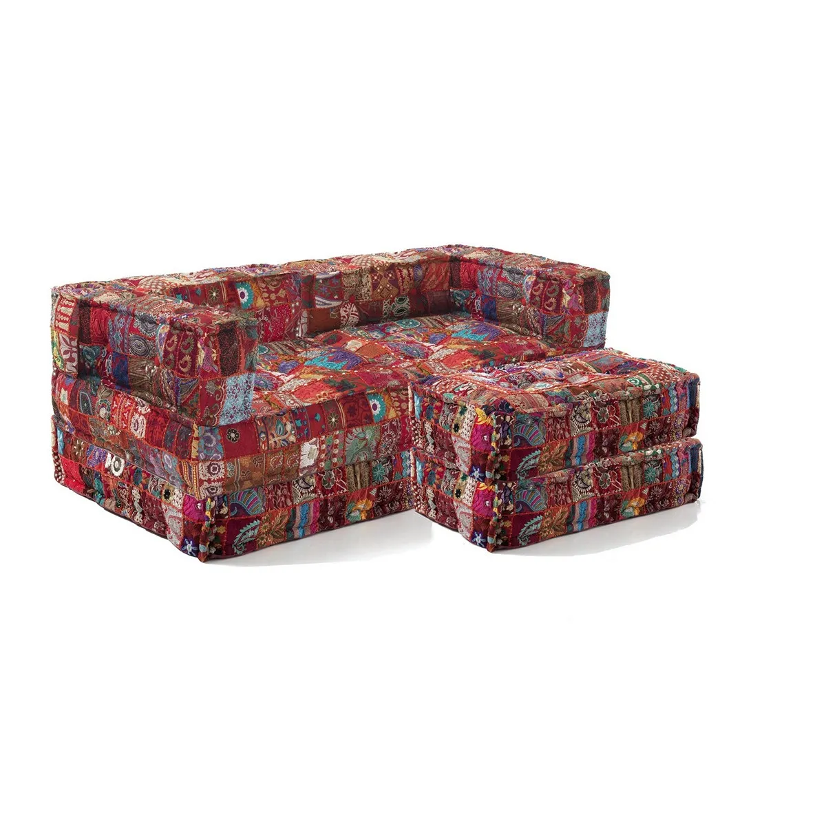 Divano Maxi Yara High Tomasucci in cotone patchwork rosso e multicolore