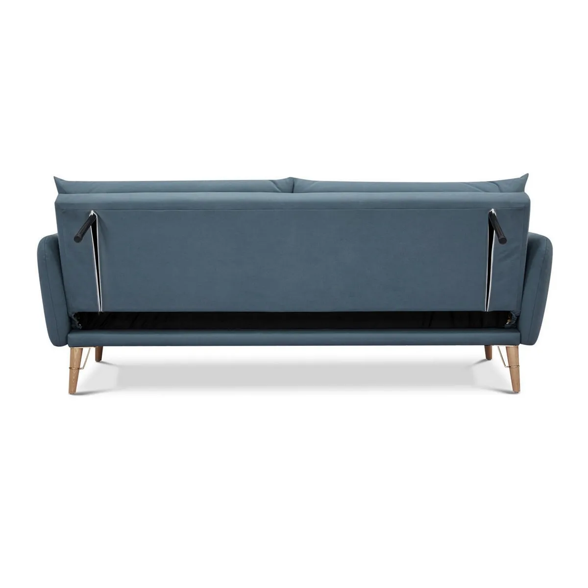 Divano letto Cigo Tomasucci in pelle sintetica blu visto di fronte