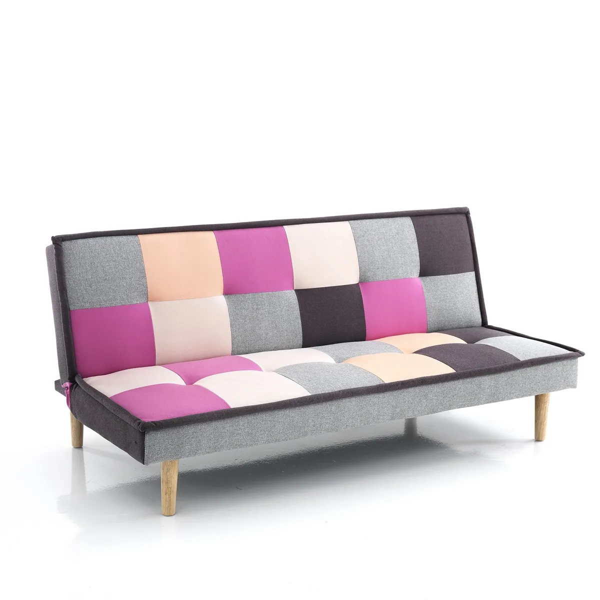 Divano letto Smart-B Tomasucci a riquadri colorati visto di fronte