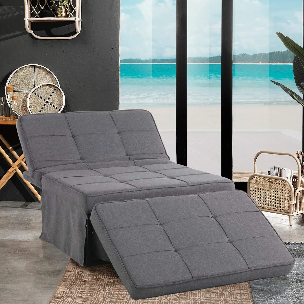 Pouf letto Quick Tomasucci aperto in un soggiorno
