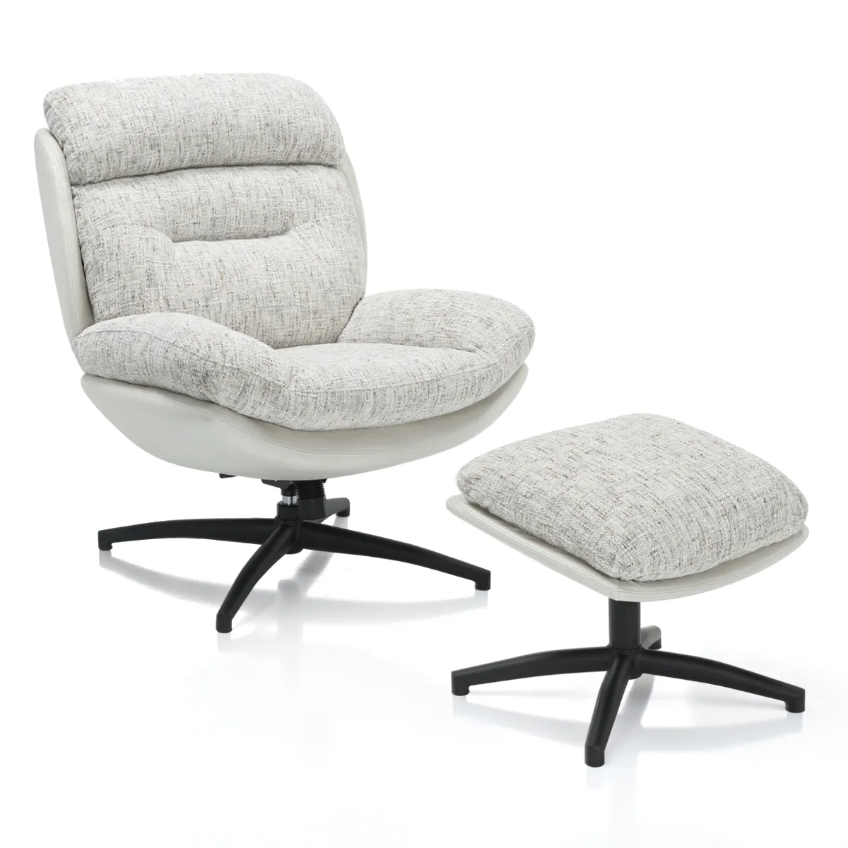 Poltrona relax Kata Tomasucci panna e sale e pepe con pouf