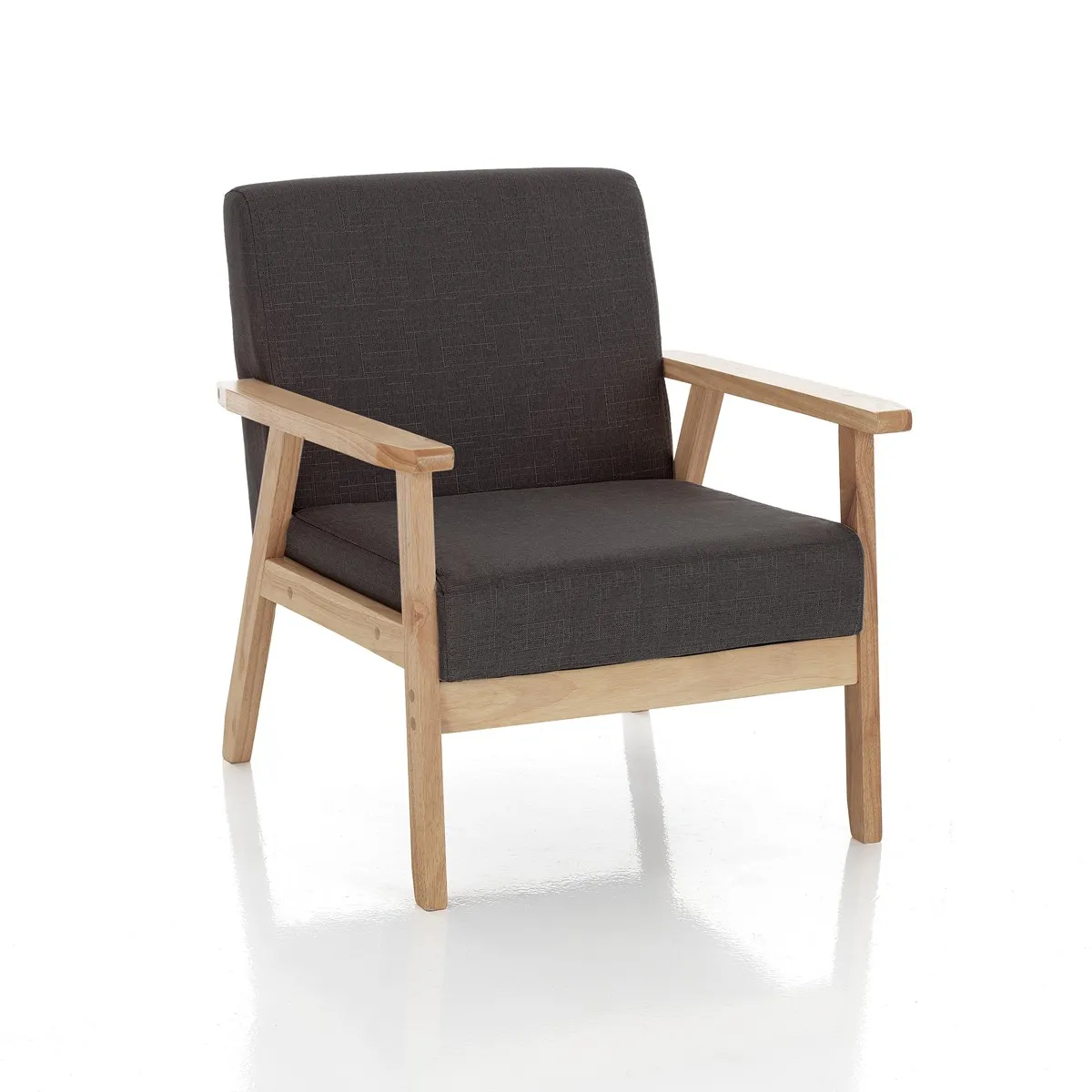 Poltrona Teresa Tomasucci grigio scuro con braccioli in legno