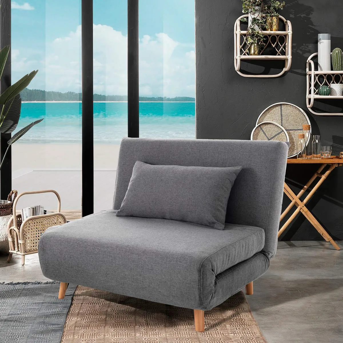 Poltrona letto Shift Grey Tomasucci con cuscino d'arredo