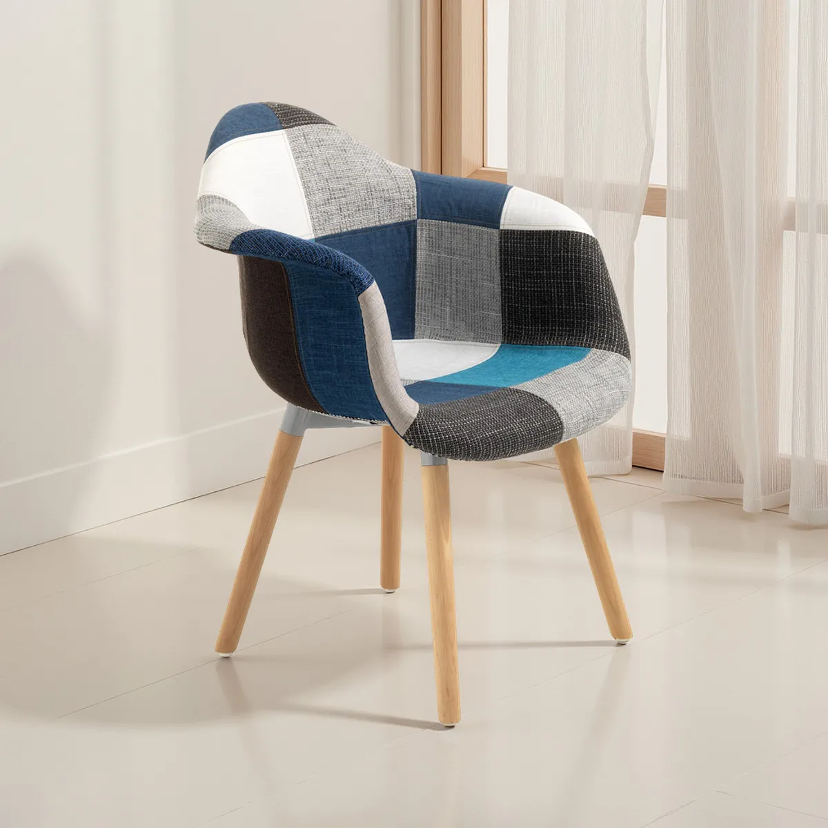 Poltrona New Kaleidos-I Blue Tomasucci con gambe in rovere