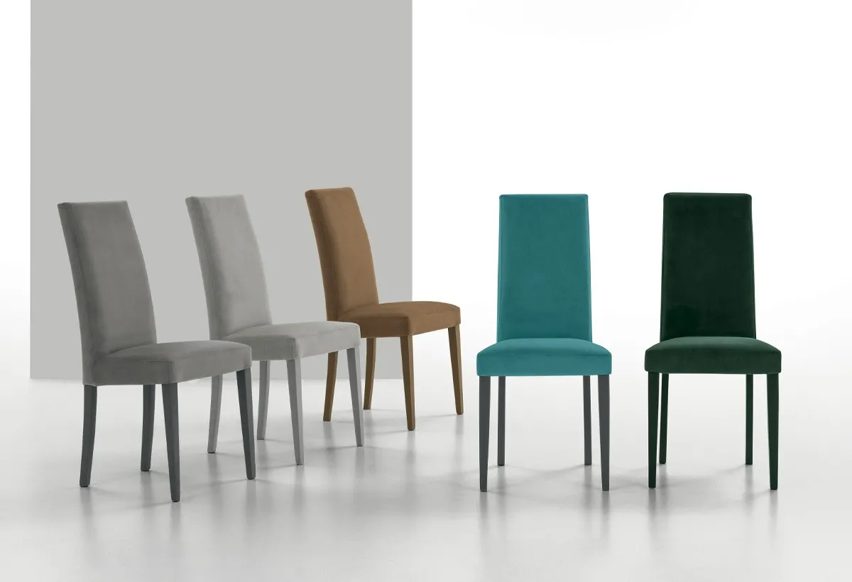 Sedie Lugano Target Point in grigio, cuoio, petrolio e verde scuro