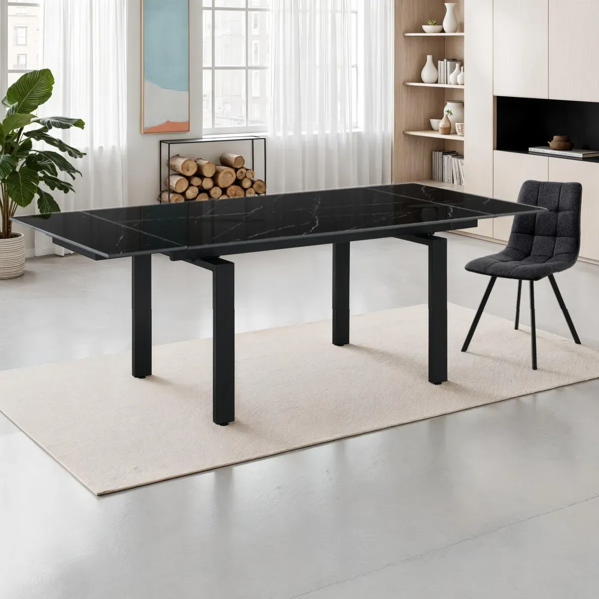 Tavolo Devin Black Marble Tomasucci in ceramica nera lucida
