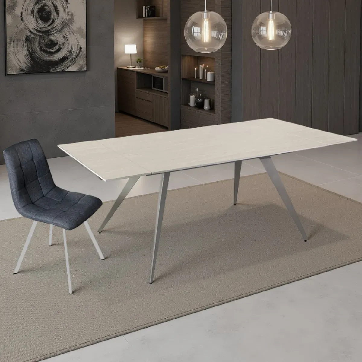 Tavolo allungabile Micciu Tomasucci in ceramica travertino