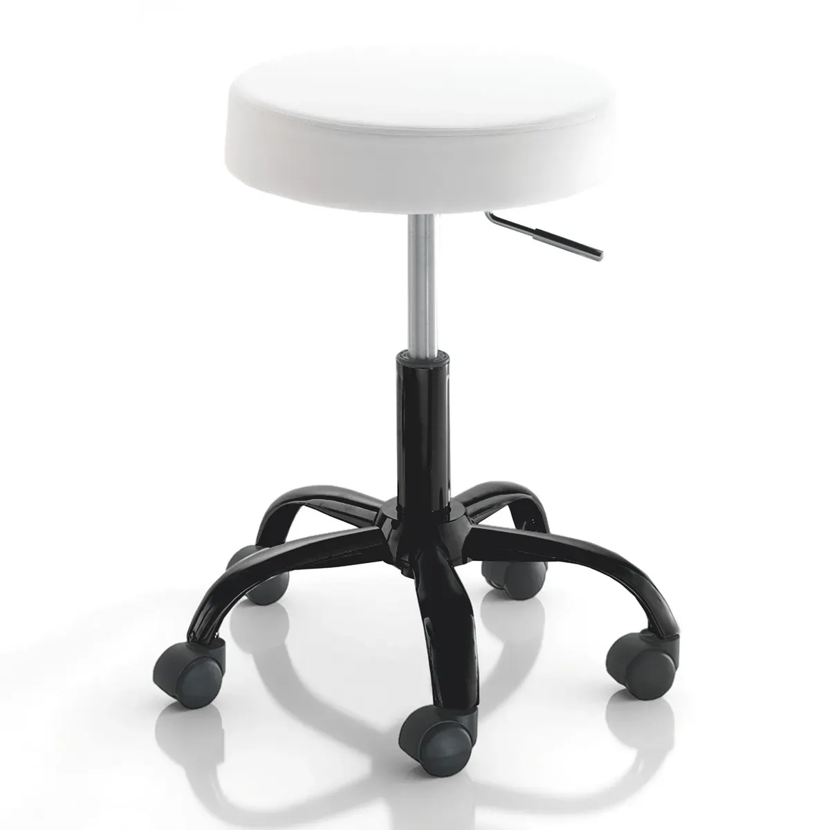 Sgabello Tizio Tomasucci bianco scontornato con base nera
