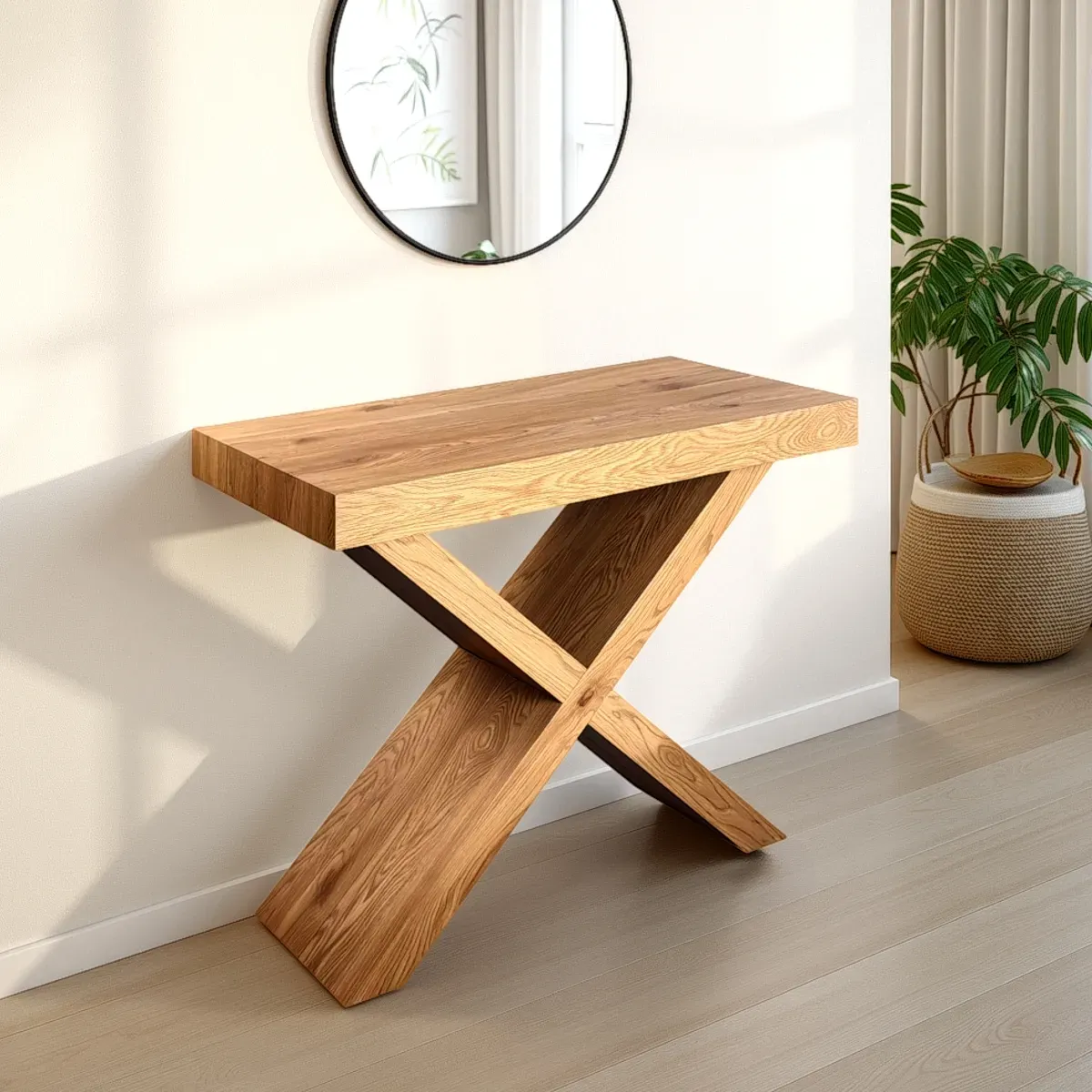 Consolle allungabile Adelaide Tomasucci in rovere con gambe a X