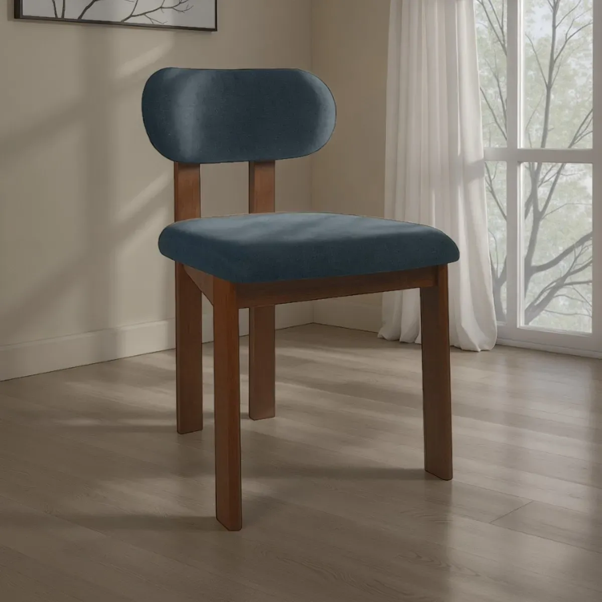 Sedia Tripod Dark Wood Tomasucci con seduta blu scuro