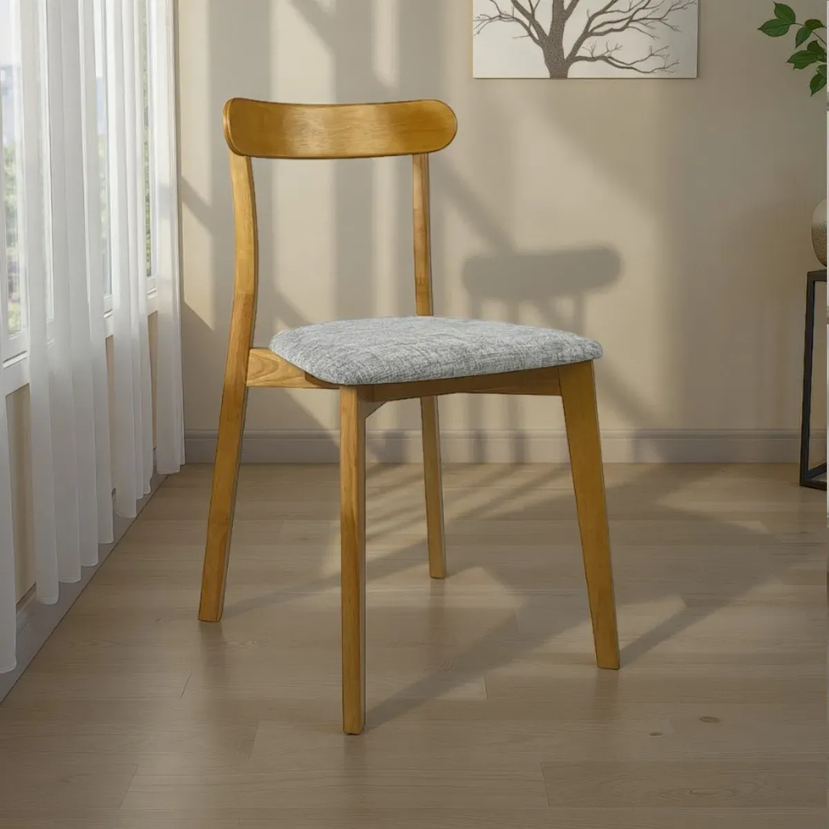 Sedia Ambra Wood Tomasucci in rovere con seduta grigia