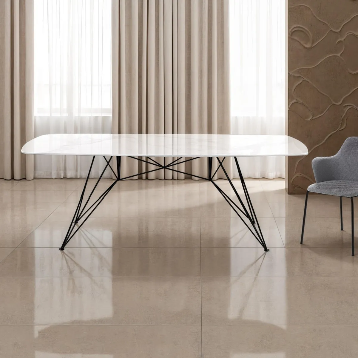 Tavolo Spillo White Marble Tomasucci in ceramica Calacatta