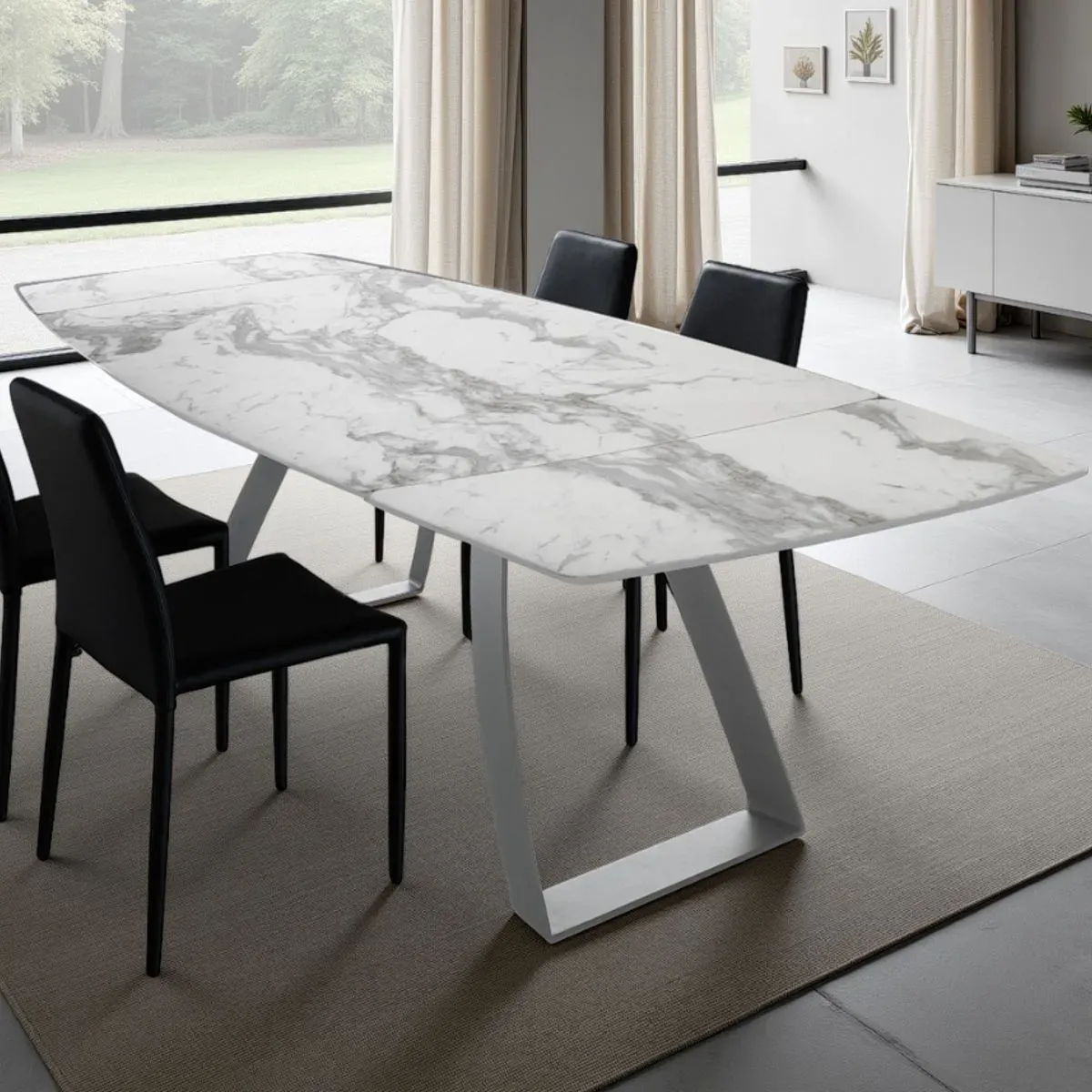 Tavolo allungabile Helix Tomasucci in ceramica marmo bianco