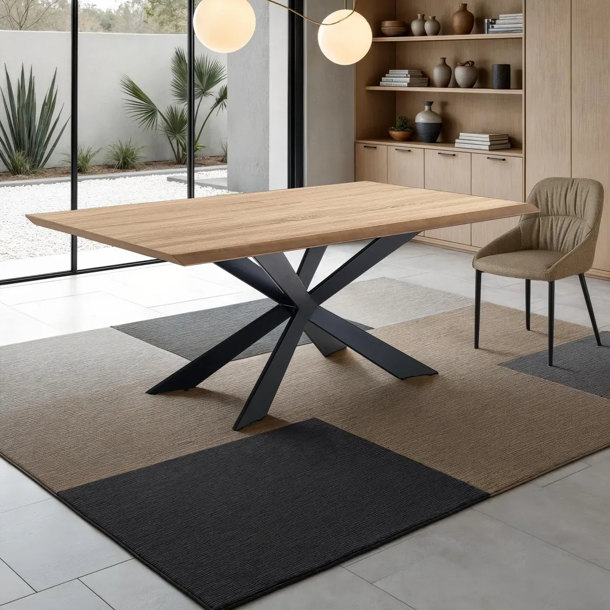 Tavolo Tips Oak Tomasucci in rovere con base a X nera
