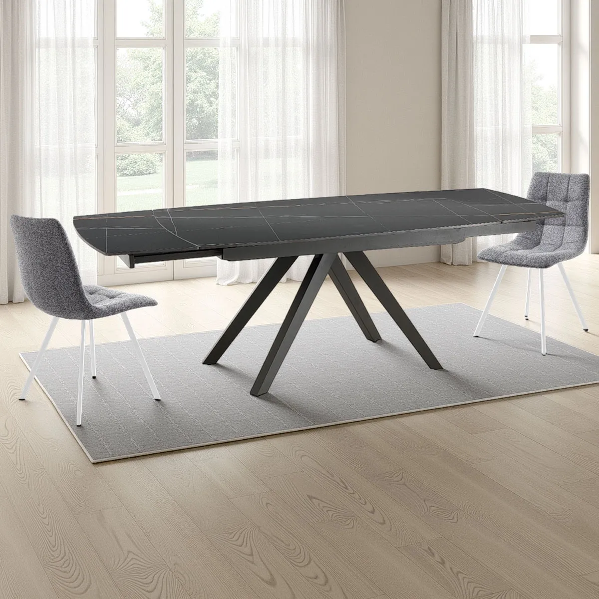 Tavolo allungabile Shin Black Marble Tomasucci con gambe asimmetriche