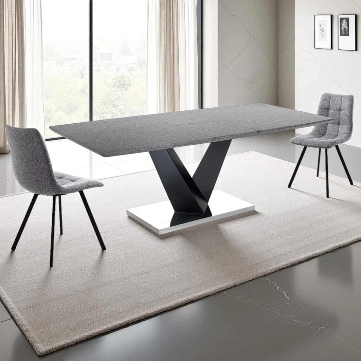Tavolo allungabile Valy Cement Tomasucci con base a V