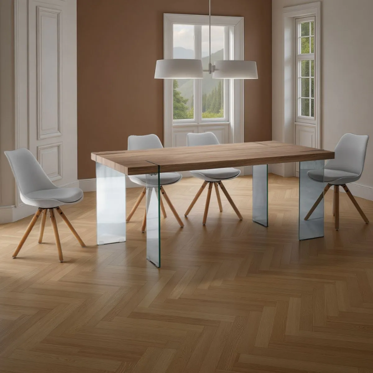 Tavolo Waver Tomasucci in rovere con gambe trasparenti