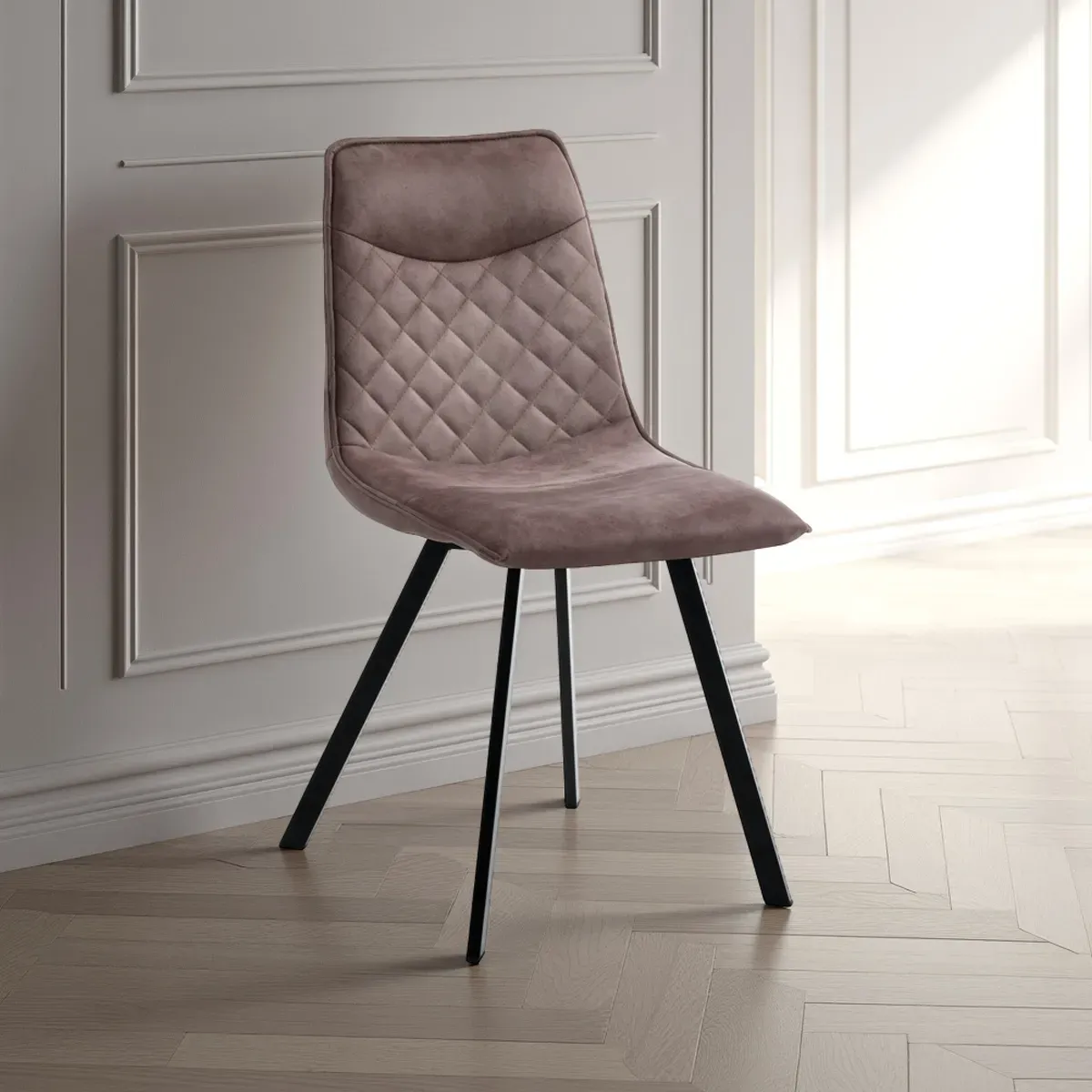 Sedia Diamond Tomasucci in ecopelle grigia con schienale a rombi
