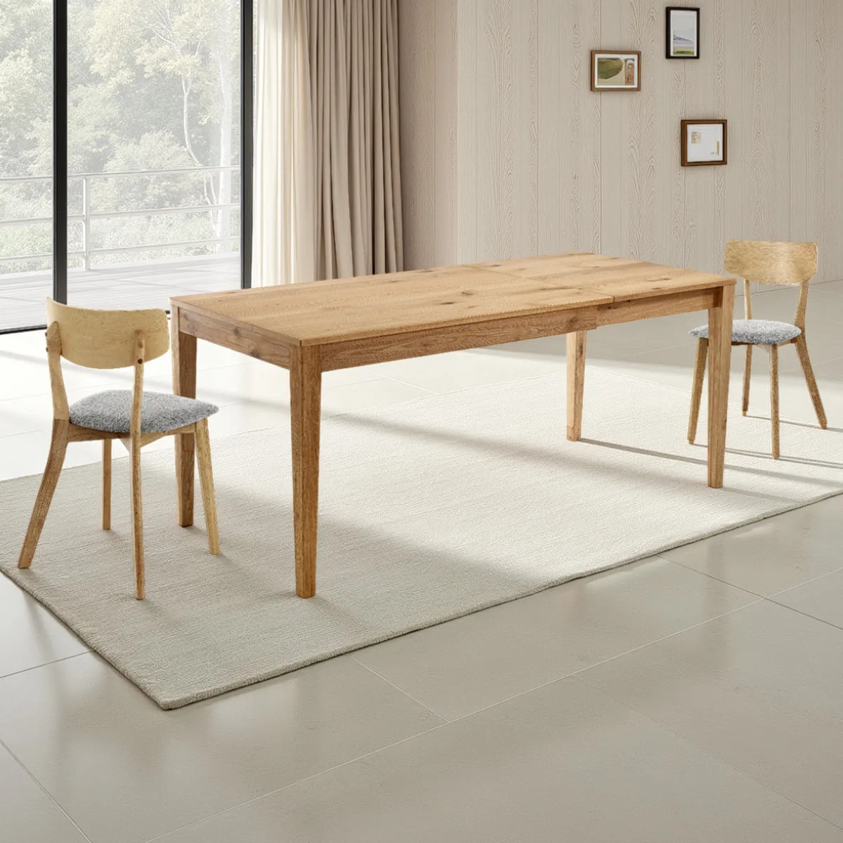 Tavolo allungabile Willy Tomasucci in rovere con sedie in legno
